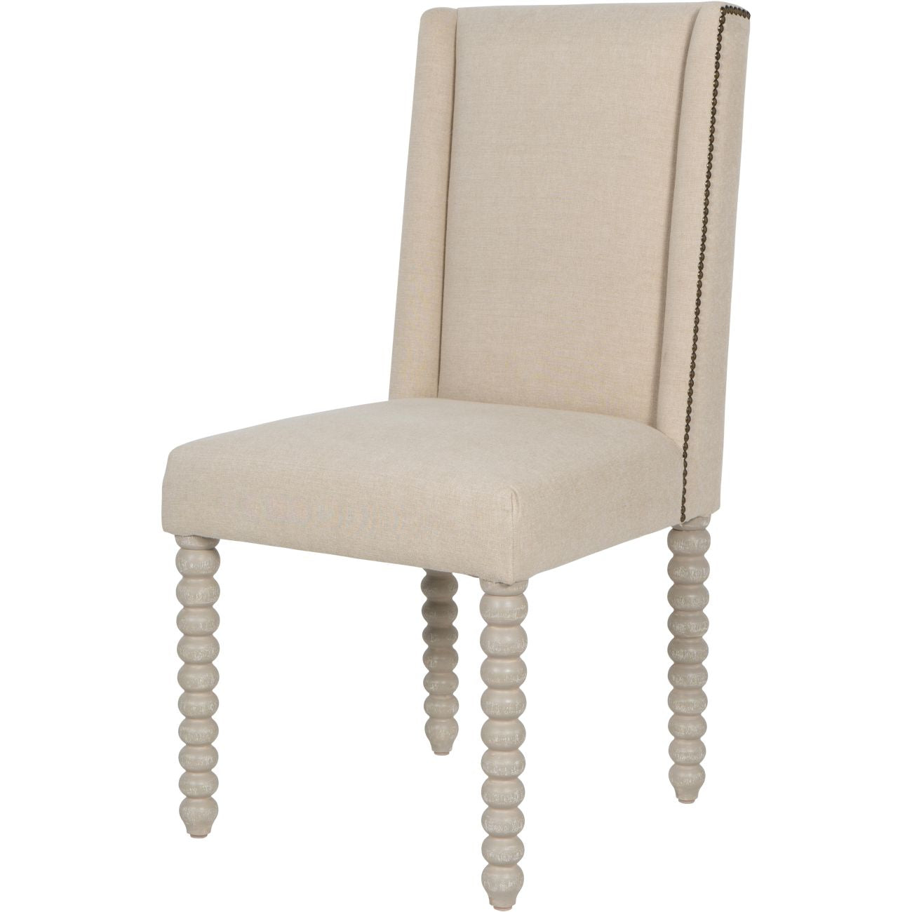 Barnabus  Ivory Upholstery & Solid Mango Wood Dining Chair